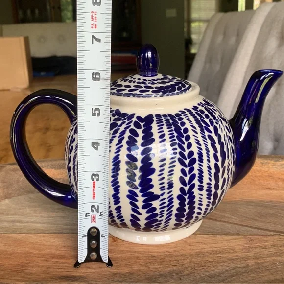 Blue and White Ceramic Teapot - Picture 10 of 12